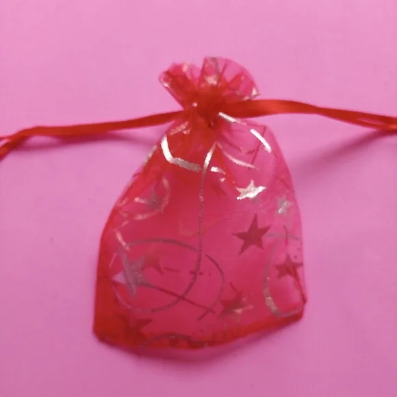 Saquinho Organza Cristal Vermelho Borboleta Fita 8x12cm