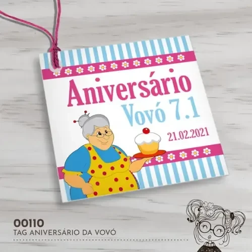 Tag Quadrada Aniversário da Vovó - 00110
