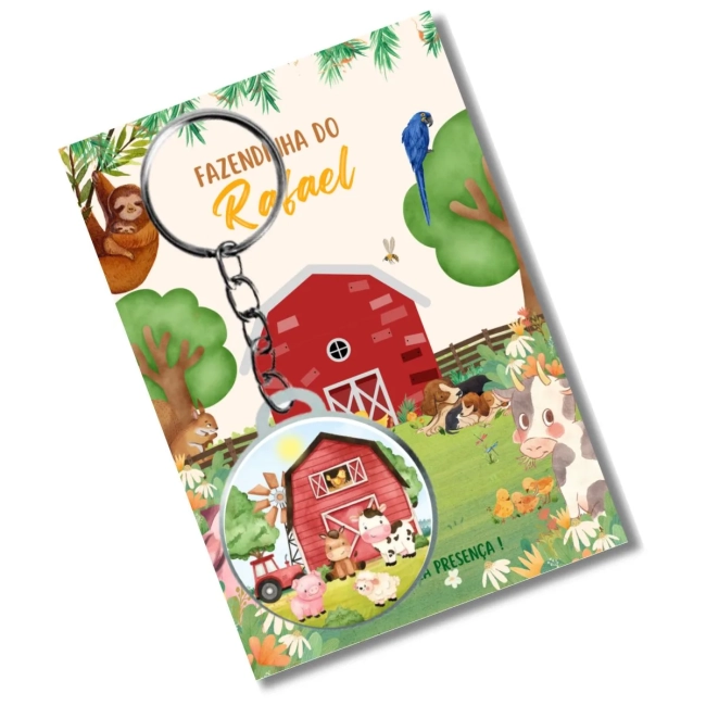 Chaveiro Fazendinha + card e eembalagem * adesivado