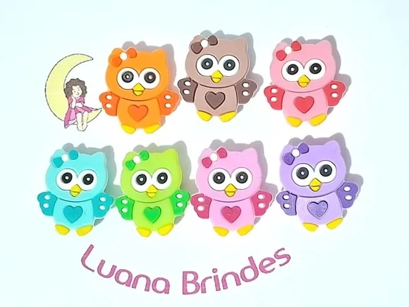 Pins de Crocs Coruja Emborrachado Pct C/7 Unidades Variados