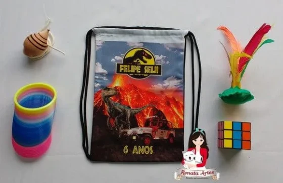 Mochila Brinquedos Retrô Tema Parque Dinossauros