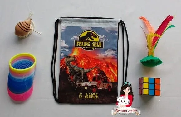 Mochila Brinquedos Retrô Tema Parque Dinossauros