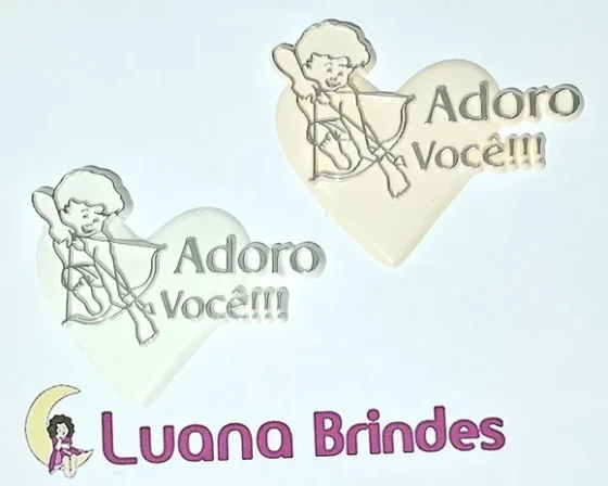 Coração Cupido adoro Você Acrílico Injetado - 5 Peças