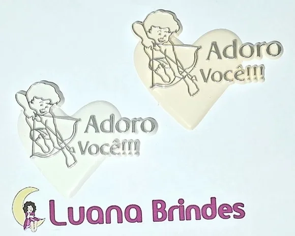 Coração Cupido adoro Você Acrílico Injetado - 5 Peças