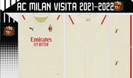 Vetor Da Camisa Ac Milan Visita 2021-2022