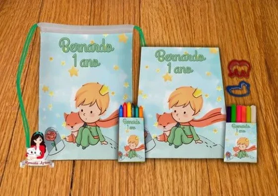 Kit Passatempo Personalizado na Mochila Pequeno Príncipe