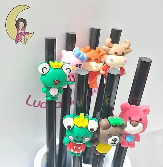 Lápis C/ponteira Hello Kitty 3d Emborrachado 7 Unidades