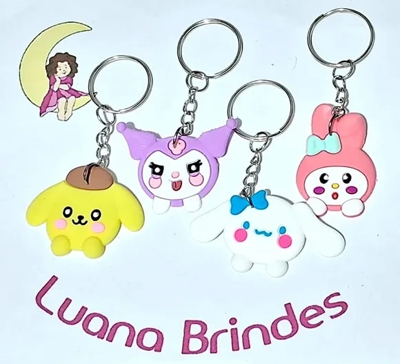 Chaveiro Melody e Kuromi Emborrachado Pacote com 4 Unidades