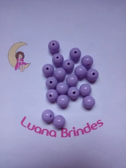 Bolinha Plástica Leitosa Lilás Passante 10mm Pct 100 Unidad