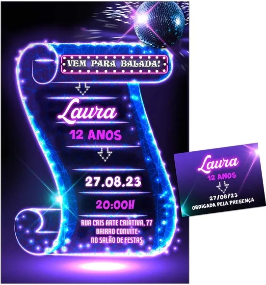 Convite Digital C/tag Balada Neon Party