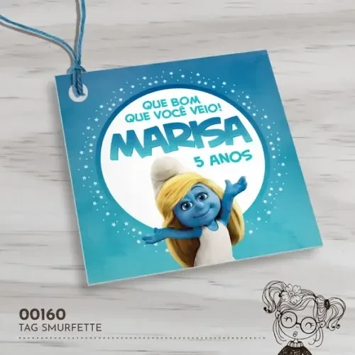 Tag Quadrada Smurfette - 00160