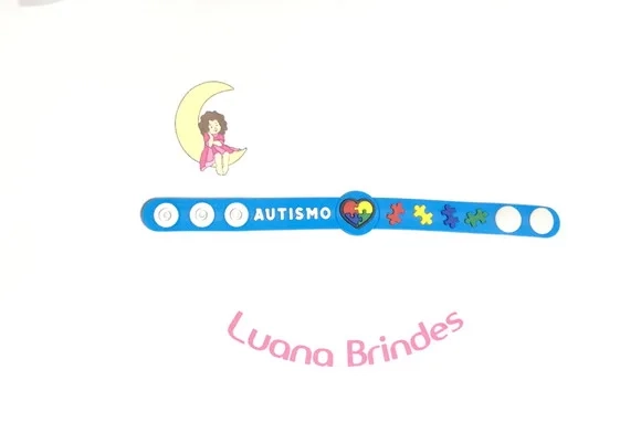 Pulseira Modelo Autismo Azul 19cm Emborrachado 2 Unidades