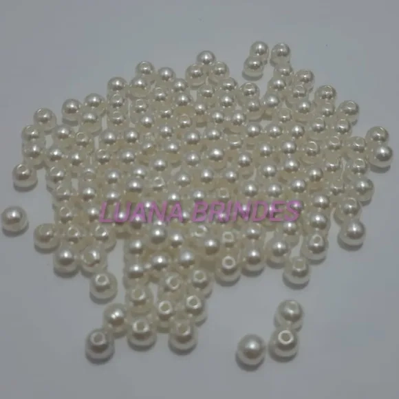 Pérola ABS Cor Creme - 6mm - pacote c/100 unidades