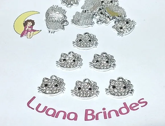 Pingente Hello Kitty Ziconia Niquel 1,5cm Pacote com 6 Unida