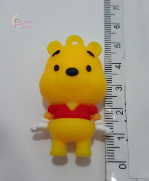 Pingente Ursinho Pooh de Borracha - 4,6cm - pct c/2 unidades