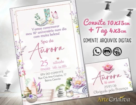 Convite Digital C/tag Spa Aquarela