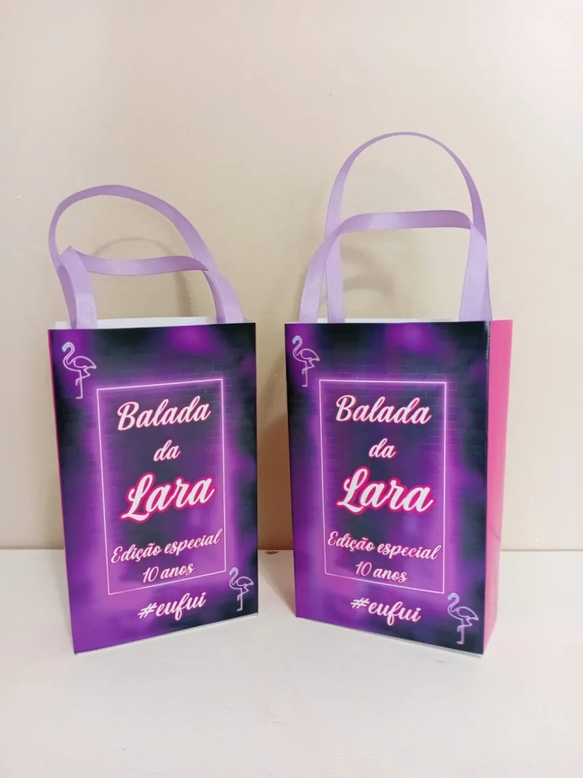 Sacolinhas Personalizadas Neon para Lembrancinhas