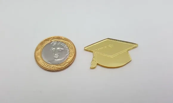 Aplique Capelo Acrílico Espelhado Dourado 2,3cm Pct C/10 Uni