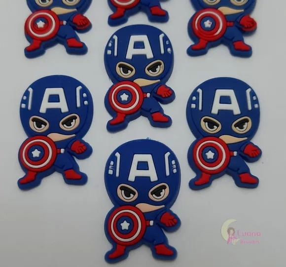 Aplique Capitão América de Borracha - Pct C/6 Unidades