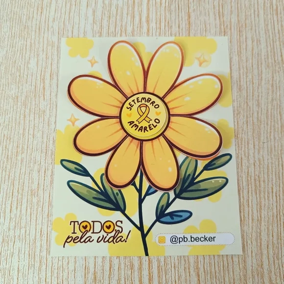 Card Pétala com Moeda de Chocolate Setembro Amarelo