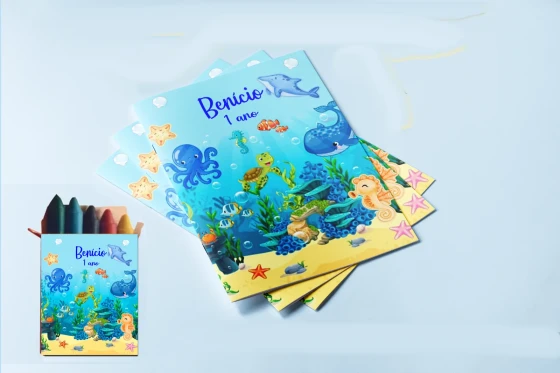 Revista para colorir com Giz de cera Fundo do Mar