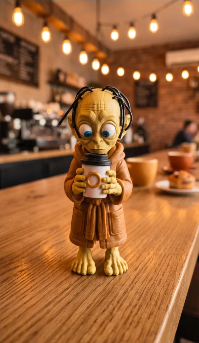 Boneco Gollum  Decorativo em 3D com Caneca – Enfeite Geek