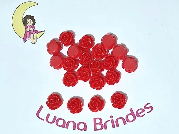 Rosa de Resina Plástica Furo Passante 1,4cm Pacote C/12 Peça