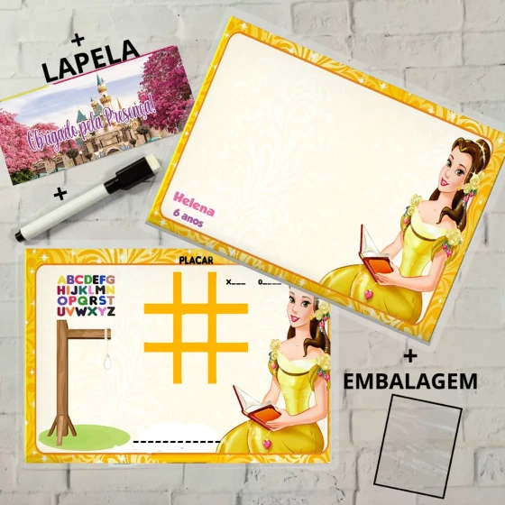 Lousa Magica Personalizada para lembrancinhas da Bela e Fera