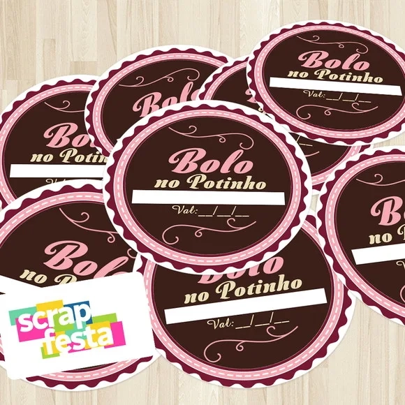 Adesivo Redondo Personalizados Bolo de Pote