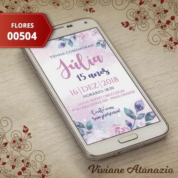 Convite Digital Floral - 00504