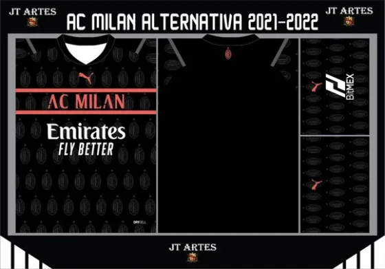 Vetor Da Camisa Ac Milan Alternativa 2021-2022