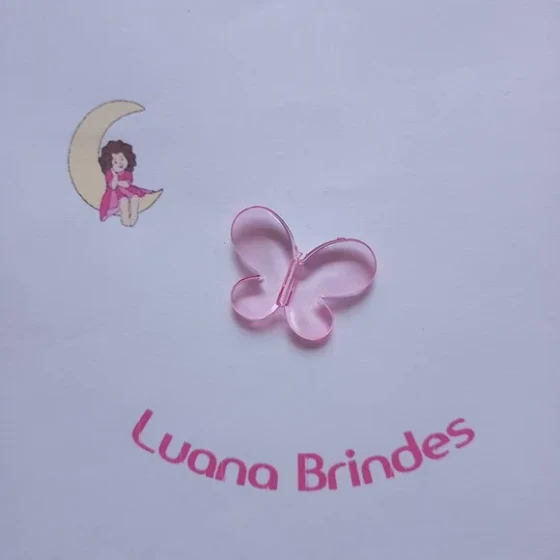 Borboleta de Acrílico Rosa Passante 2,5cm Pct 20 Unids