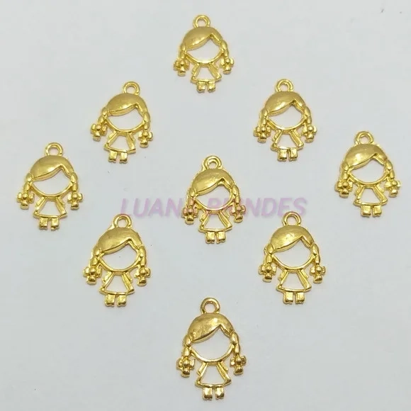 Pingente Menininha em Metal Dourado - pct c/15 unidades