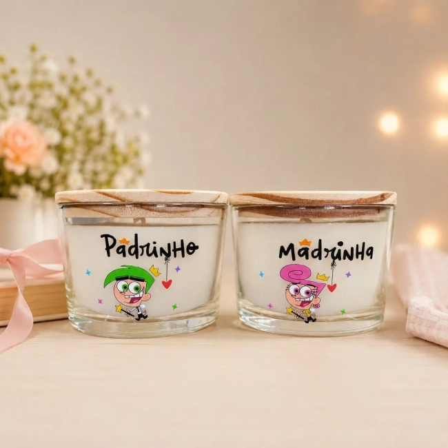 Vela Aromática Personalizadas Pedido de  Madrinha e Parinho