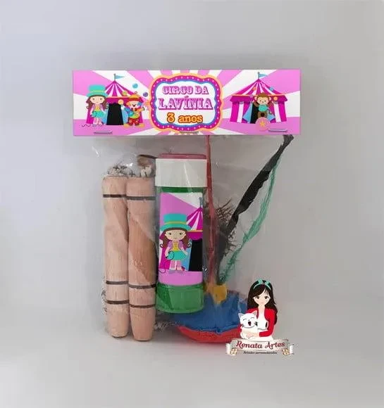 Kit Lembrancinha com Bolha de Sabão Circo Rosa