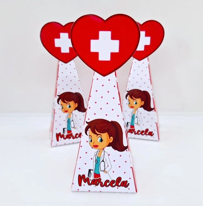 PEGUE E MONTE - Kit Festa ENFERMEIRA - Decoração de Festa - Caixinhas Personalizadas