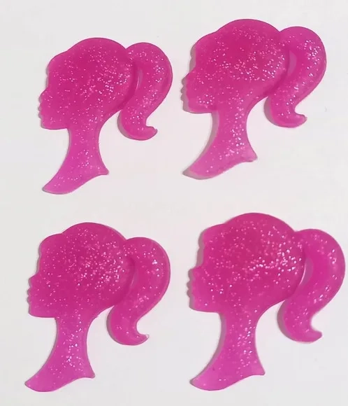 Aplique Silhueta Barbie com Glitter Emborrachado -6 Peças