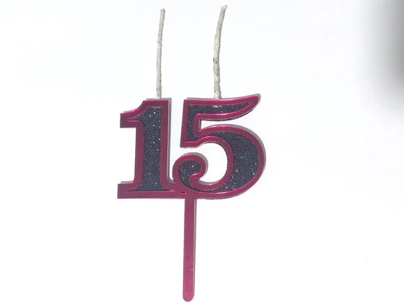 Velas 15 Anos Vermelho ou Pink Acrílico Pavio Magico -1 Peça
