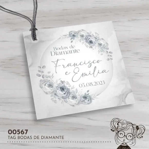 Tag Quadrada Bodas de Diamante - 00567
