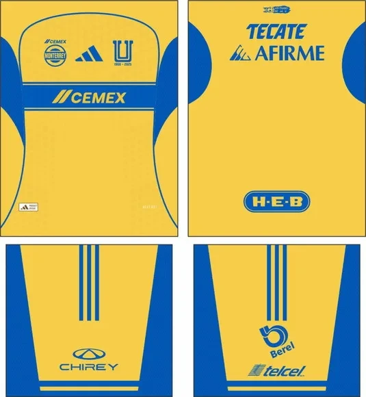 Arte Vetor Camisa Tigres Uanl Local 2025-2026