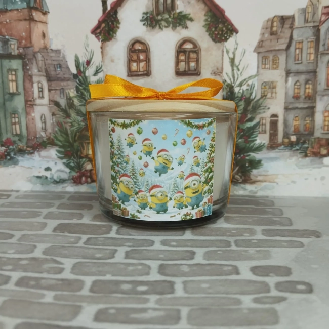 Vela Aromática no Copo Personalizada Natal Minions - Trabalhamos com outros temas - Informar  tema no chat