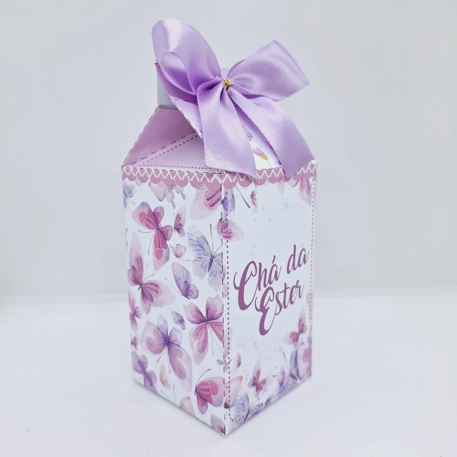 PEGUE E MONTE - Kit CAIXA MILK BORBOLETA LILAS - Decoração de Festa - Caixinhas Personalizadas