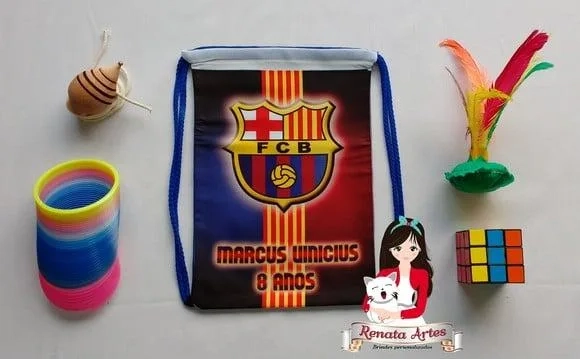 Mochila Brinquedos Retrô Tema Barcelona Futebol