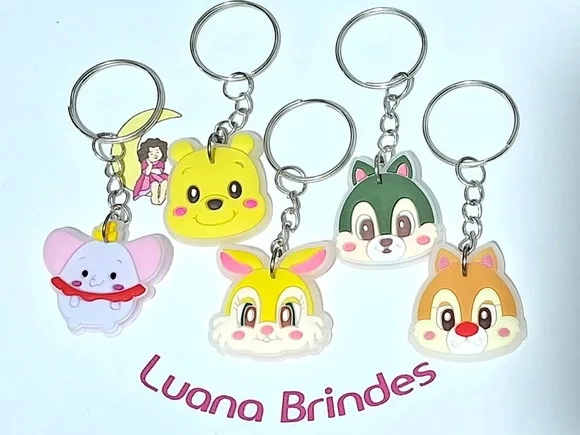 Chaveiro Ursinho Pooh Fluorescente Emborrachado 5 Unidades