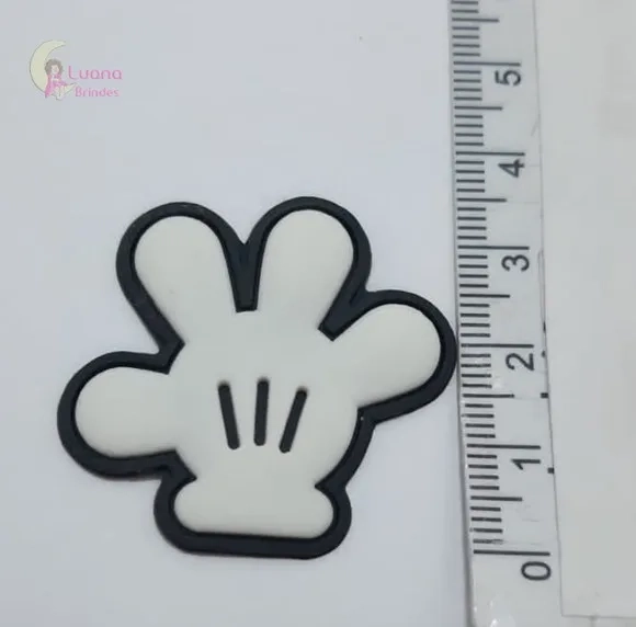 Aplique Mãozinha Mickey de Borracha - Pct C/6 Unidades