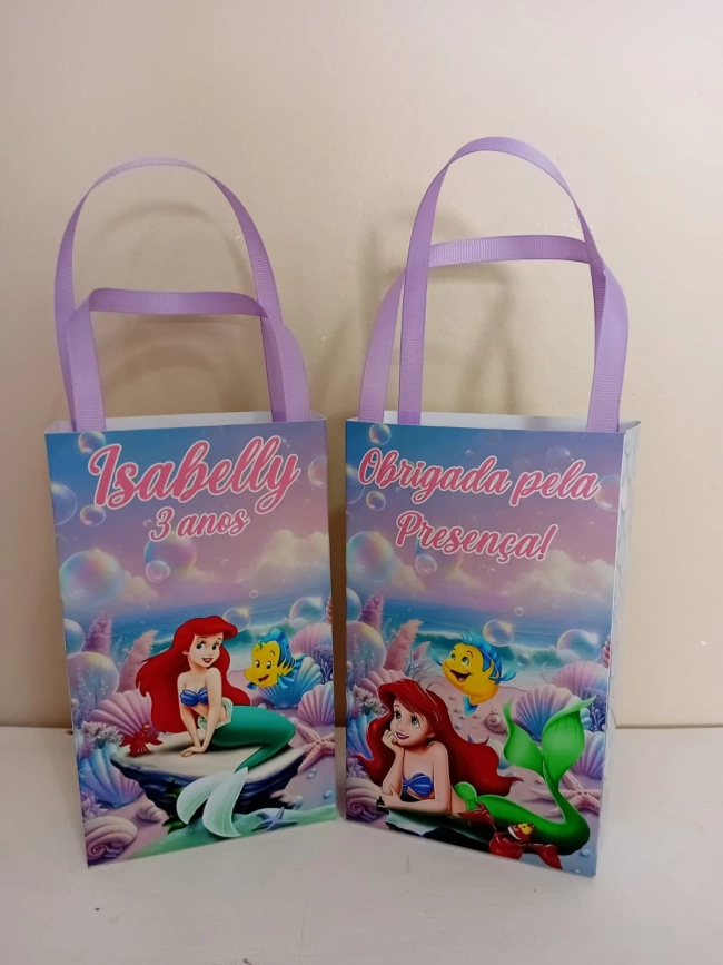Sacolinhas Personalizadas Pequena Sereia para Lembrancinhas