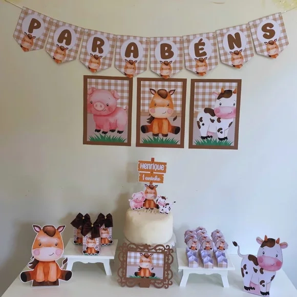 Kit Mesversário Fazendinha Personalizados - Só Um Bolinho