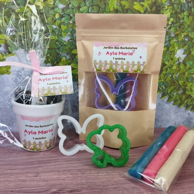 20 Uni. Kit Jardinagem + 20 Uni. Kit Massinha Zip Lock - Jardim Encantado - Informar o tema no chat da compra.