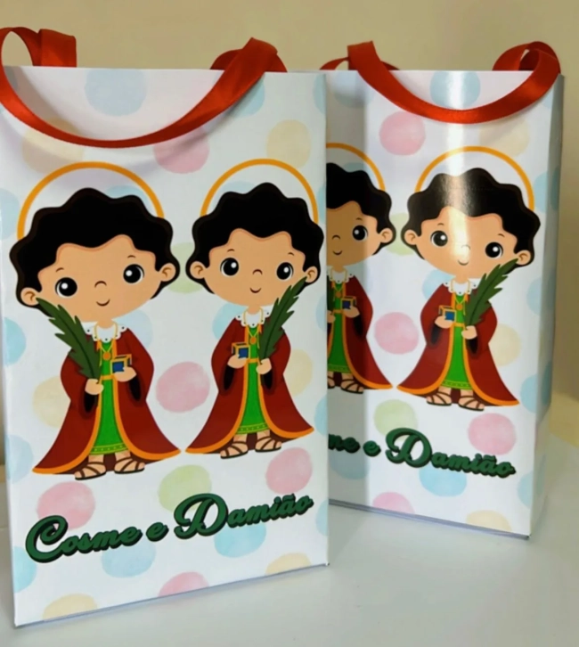 Sacolinhas Personalizadas Cosme e Damião Lembrancinhas