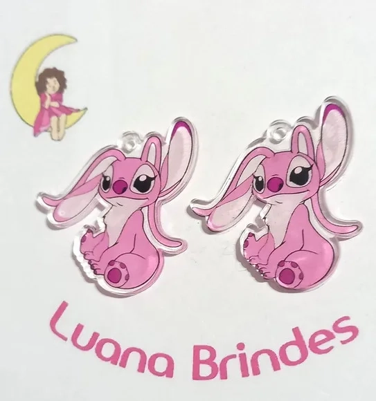 Pingente Angel Stitch de Acrílico Adesivado 4cm - 1 Peça